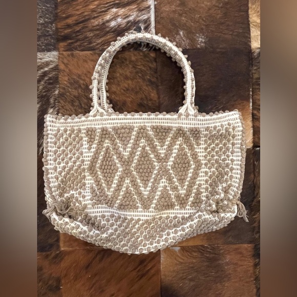 ANTONELLO TEDDE CAPRICCIOLI MED_Rombi. Brown Linen tote hand-stitched - Picture 2 of 6